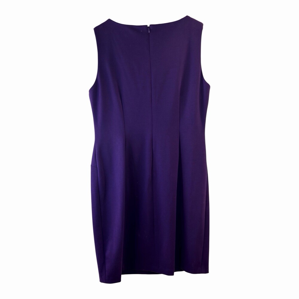 Ivanka Trump Purple Sleeveless Sheath Dress Pleated Side Gold Zipper Detail - Picture 3 of 5
